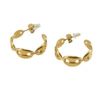 Stainless Steel Stud Earrings 304 Stainless Steel Vacuum Ion Plating for woman golden Sold By Pair