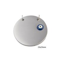 Evil Eye Hangers, 304 roestvrij staal, DIY & glazuur & dubbel-gat, zilver, 23x23x2mm, Gat:Ca 3mm, Verkocht door PC