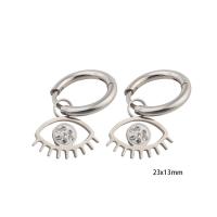 Male Orecchini Eye, 304 acciaio inox, Micro spianare cubic zirconia & per la donna & smalto, argento, 23x13x2mm, Venduto da coppia