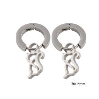 Pendiente Pendiente Huggie Hoop, acero inoxidable 304, Gato, para mujer, plateado, 26x14x2mm, Vendido por Par