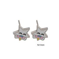 ステンレス鋼イヤリング, 304ステンレススチール, 星, 女性用 & エナメル, シルバー, 9x13x1mm, 売り手 ペア