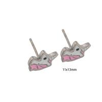 ステンレス鋼イヤリング, 304ステンレススチール, 女性用 & エナメル, シルバー, 11x13x1mm, 売り手 ペア