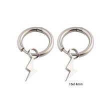 Huggie hoepel Drop Earrings, 304 roestvrij staal, Lightning Symbol, voor vrouw, zilver, 16x14x2mm, Verkocht door pair