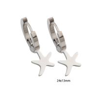 Earring Buail Huggie, 304 Cruach dhosmálta, Star, do bhean, airgid, 24x13x2mm, Díolta De réir Péire