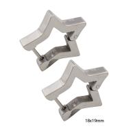 Stainless Steel Lever Terug Earring, 304 roestvrij staal, Ster, voor vrouw, zilver, 18x19x3mm, Verkocht door pair