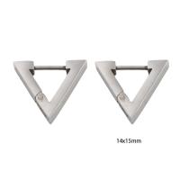 Rostfritt stål spaken bakåt Earring, 304 rostfritt stål, Triangle, för kvinna, silver, 14x15x3mm, Säljs av Par