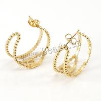 Stainless Steel Stud Earrings 304 Stainless Steel Vacuum Ion Plating for woman golden Sold By Pair