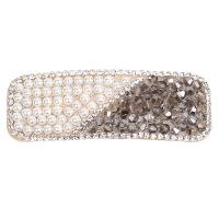 Krystal Hår Snap Clip, med Plastic Pearl & Zinc Alloy, Koreansk stil & for kvinde & med rhinestone, flere farver til valg, 80x25mm, Solgt af PC