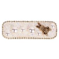 Rhinestone Gruaige Clip Snap, le Pearl Plaisteacha & Sinc Alloy, Coinín, lámhdhéanta, stíl Cóiréis & stíleanna éagsúla do rogha & do bhean, 80x30mm, Díolta De réir PC