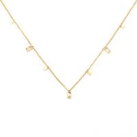 Colar de jóias de aço inoxidável, Aço inoxidável 304, with 5cm extender chain, 18K banhado a ouro, joias de moda & micro pavimento em zircônia cúbica & para mulher, dourado, 5mm, comprimento Aprox 40 cm, vendido por PC