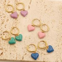 Stainless Steel Huggie Hoop Earring 304 Stainless Steel Heart fashion jewelry & for woman & enamel 1.3cm Sold By Pair