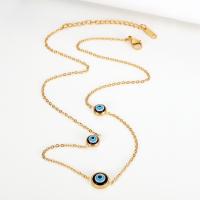 Evil Eye sieraden ketting, Titanium Staal, mode sieraden & voor vrouw, gouden, Lengte Ca 45 cm, Verkocht door PC