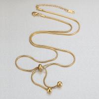 Titanium Steel Necklace Vacuum Ion Plating Adjustable & fashion jewelry & for woman golden Length Approx 60-65 cm Sold By PC