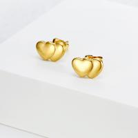 Titanium Steel  Earring Heart Vacuum Ion Plating fashion jewelry & for woman golden Sold By Pair