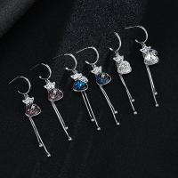 Fashion Fringe Boucles d'oreilles, laiton, bijoux de mode & pour femme & avec strass, plus de couleurs à choisir, protéger l'environnement, sans nickel, plomb et cadmium, 65mm, Vendu par paire