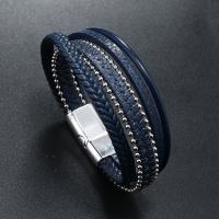 Bracelets cordon PU, cuir PU, avec alliage de zinc, Vintage & pour homme, plus de couleurs à choisir, 25mm, Longueur Environ 21 cm, Vendu par PC