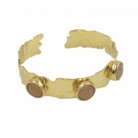 Pulseras de latón, metal, con Piedra natural, chapado en color dorado, Joyería & para mujer, más colores para la opción, libre de níquel, plomo & cadmio, 9x9mm, diámetro interior:aproximado 56mm, Vendido por UD