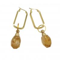 Pendientes de Gota en Latón, metal, con amatista & abalorio de citrino, chapado en color dorado, Joyería & para mujer, más colores para la opción, libre de níquel, plomo & cadmio, 16x60-65mm, Vendido por Par