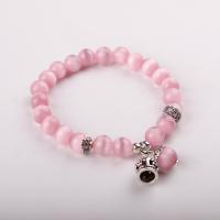 Cat's eye armbanden, Cats Eye, met Zinc Alloy, voor vrouw, roze, Lengte Ca 20 cm, Verkocht door PC