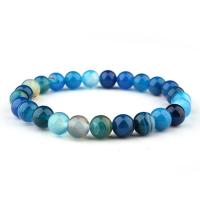 Achat Schmuck Armband, unisex, blau, 8mm, Länge ca. 18 cm, verkauft von PC