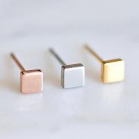 ステンレス鋼イヤリング, 316ステンレススチール, スクエアー, メッキ, 女性用, 無色, 4x4mm, 売り手 ペア