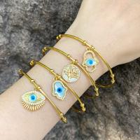 Evil Eye Biżuteria Bransoletka, Mosiądz, Powlekane, biżuteria moda & mikro utorować cyrkonia, dostępnych więcej kolorów, bez zawartości niklu, ołowiu i kadmu, średnica wewnętrzna:około 68mm, sprzedane przez PC