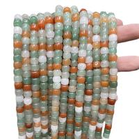 Jade Beads, Tre farvede Jade, Bucket, poleret, du kan DIY, 7-8mm, Ca. 50pc'er/Strand, Solgt af Strand