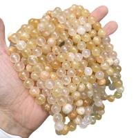 Natural Jade Beads Jade Yellow Round polished DIY Sold By Strand