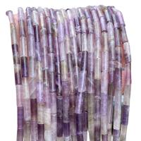 Natürliche Amethyst Perlen, Zylinder, poliert, DIY, 4x13mm, ca. 29PCs/Strang, verkauft von Strang