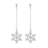 Zinc Alloy Øreringe, Snowflake, Juledesign & mode smykker & for kvinde & med rhinestone, sølv, nikkel, bly & cadmium fri, 95x25mm, Solgt af par