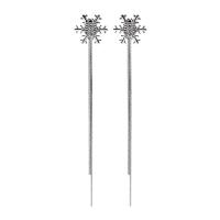 Zinc Alloy Drop Earrings Snowflake Christmas Design & fashion jewelry & for woman & with rhinestone silver color nickel lead & cadmium free Sold By Pair