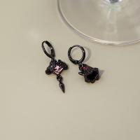 Boucles d'oreilles asymétriques, alliage de zinc, Halloween Design & bijoux de mode & pour femme & avec strass, noire, protéger l'environnement, sans nickel, plomb et cadmium, 3.6x1.5cm,2.6x1.2cm, Vendu par paire