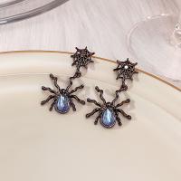 Pendientes de Perno de Aleación de Zinc, con Ópalo marino, Araña, chapado, Diseño de Halloween & Joyería & para mujer, más colores para la opción, libre de níquel, plomo & cadmio, 45x27mm, Vendido por Par