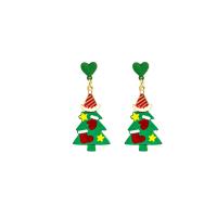 Lo zinco in lega Stud Earring, lega in zinco, Albero di Natale, vernice di essiccamento, Design natalizio & gioielli di moda & per la donna, verde, assenza di nichel,piombo&cadmio, 44x19mm, Venduto da coppia