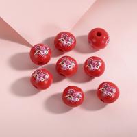 Wood Beads Hemu Beads Round printing DIY 16mm Approx Sold By Bag