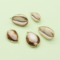 Shell Halsband, med Mässing, Trumpetsnäcka, guldfärg pläterade, DIY, blandade färger, 15x25-23x33mm, Säljs av PC