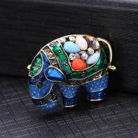 Zinklegering broches, Zinc Alloy, Olifant, gold plated, Vintage & mode sieraden & uniseks & glazuur & met strass, gemengde kleuren, nikkel, lood en cadmium vrij, 26-33mm, Verkocht door PC