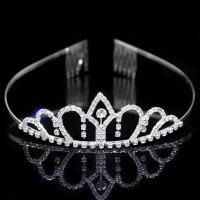 Tiaras, Sárgaréz, -val Hegyikristály, Korona, ezüst színű bevonattal, divat ékszerek & a nő, tiszta, nikkel, ólom és kadmium mentes, 35x90mm, Által értékesített PC