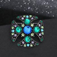 Broches en alliage de zinc, avec verre, Placage de couleur argentée, bijoux de mode & unisexe & avec strass, couleurs mélangées, protéger l'environnement, sans nickel, plomb et cadmium, 47mm, Vendu par PC