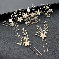 Measctha Hair Accessories, cíor gruaige & bata gruaige, Sinc Alloy, le Crystal & Pearl Plaisteacha, trí phíosa & jewelry faisin & do bhean, dathanna níos mó le haghaidh rogha, nicil, luaidhe & caidmiam saor in aisce, 150*80mm,120*20mm, Díolta De réir Socraigh