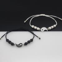 Bracciale in lega di zinco, lega in zinco, with Pietra naturale, placcato color argento, controllare la frequenza di luminosità della velocità & stili diversi per la scelta & per la donna & smalto, nessuno, Lunghezza Appross. 28 cm, 2PC/set, Venduto da set