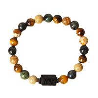 ädelsten armband, Obsidian, med Picture Jasper & Tiger Eye, Unisex & olika mönster för val, fler färger för val, Längd Ca 18 cm, Säljs av PC