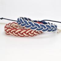 Cadena pulseras tejidas, Tela de algodón, con Hilo de algodón & Cuero de PU, hecho a mano, Joyería & unisexo, más colores para la opción, longitud aproximado 16-18 cm, Vendido por UD