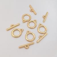 Chiusura Toggle in ottone, placcato oro vero, DIY, dorato, 10mm,14.5mm, Venduto da PC