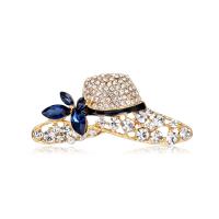 Zinc Alloy Brocher, Hat, forgyldt, for kvinde & emalje & med rhinestone, guld, Solgt af PC