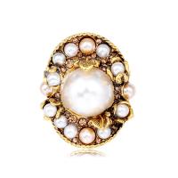 Zinc Alloy Brocher, med Plastic Pearl, forgyldt, Unisex & med rhinestone, gylden, Solgt af PC