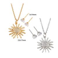 Ensembles de bijoux en zircon cubique en acier inoxydable, Boucle d’oreille stud & collier, Acier inoxydable 304, avec laiton, pavé de micro zircon & pour femme, plus de couleurs à choisir, Longueur Environ 50.2 cm, Vendu par fixé