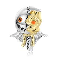 925 Sterling Silver Helmet, hirviö, päällystetty, Halloween Design & tee-se-itse & emali, 11.50x13.90mm, Myymät PC