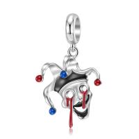 925 Sterling zilveren hanger, clown, DIY & epoxy sticker, 13x25.40mm, Verkocht door PC