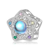 Perline in argento sterlina 925, 925 argento sterlina, with Moonstone, Stella, DIY & con strass & cavo, 13.60x13mm, Venduto da PC